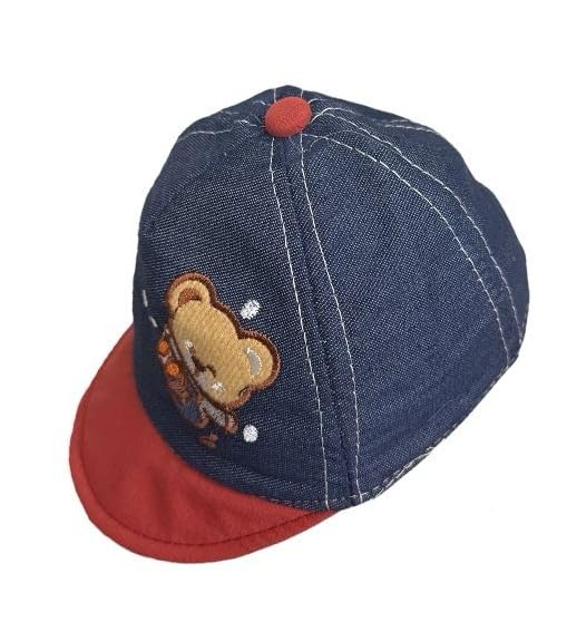 Eazylayers Baby Boys & Girls Denim Cotton Baseball Cap  Soft & Comfortable Sun Protection Hat For Newborns (03 Months), Red