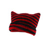 Crochet Hats For Women Cat Beanie Vintage Beanies Women Fox Hat Grunge Accessories Slouchy Beanies For Women (Black Red,One Size