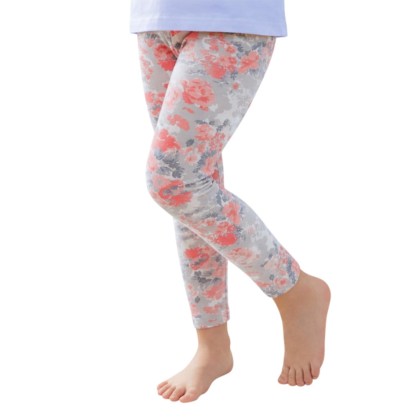 SYGA Childrens Leggings Flower Print Girls Leggings Thin Outer Wear Girls Pants Suitable Age for 57 Years Old(Pink Flower)