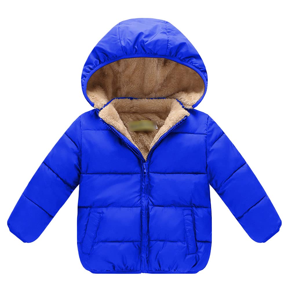 Baby Girls Boys' Winter Fleece Jackets With Hooded Toddler Cotton Dress Warm Lined Coat Outer Clothing (Sapphire, 2-3T)