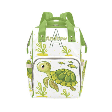 YallLocoMo Custom Diaper Bag Backpack Name Gift Cute Underwater Sea Turtle Cute Versatile Travel Bag: Large Capacity & Multiple 