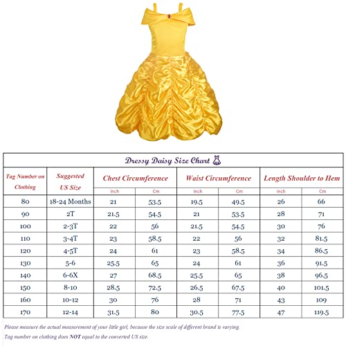 Dressy Daisy Baby-Girls Princess Yellow Gold Ball Gown Birthday Party Fancy Dress Up Halloween Costume with Accessories Size 18
