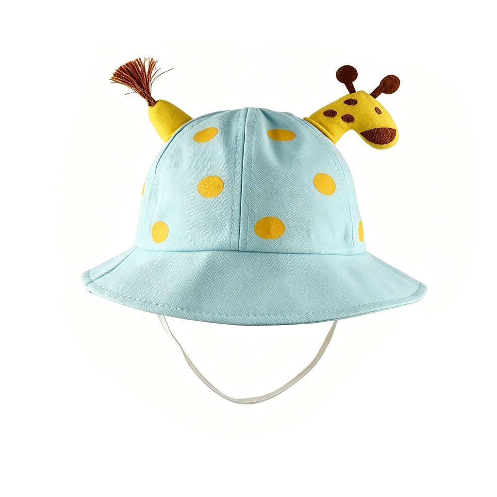 Zibuyu Baby Cap For 624 Months, Blue 3D Giraffe Bucket Hat With Upf Protection, Breathable Cotton Toddler Sun Hat For Kids Outd
