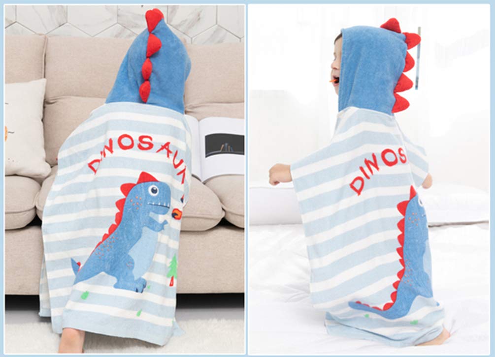 Tonwhar Kids Bath/Pool/Beach Hooded Poncho Towel-Cartoon Animal Pattern Cotton Beach Towel For Baby And Kids (Dinosaur, 1-4 Year