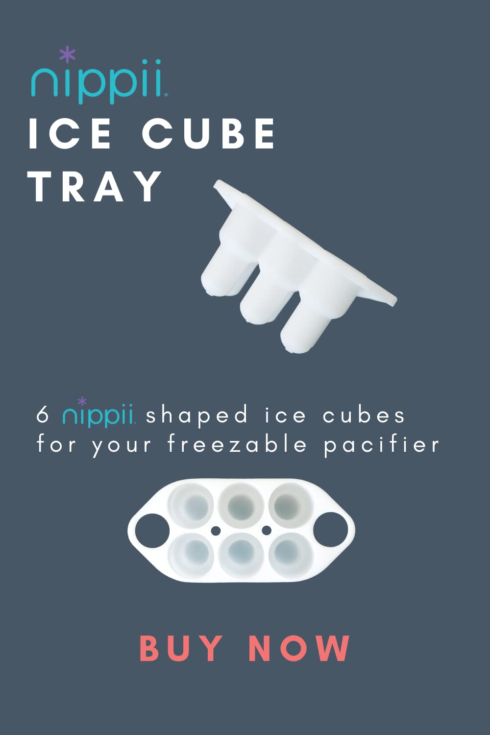 Nippii Ice Cube Tray for Freezable Teether Pacifier - BPA Free Silicone Ice Cube Trays for Freezer - Designed to Fit Nippii Teet