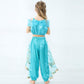 Girls Jasmine Costume Arabian Princess Jasmine Cosplay Costume With Headband Accessories Halloween Party Dress Up Costume For Ki