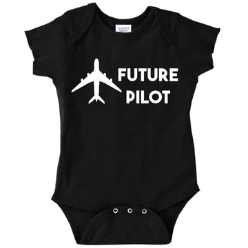 Future Pilot Funny Baby Bodysuit Infant (Black, 6 Months)