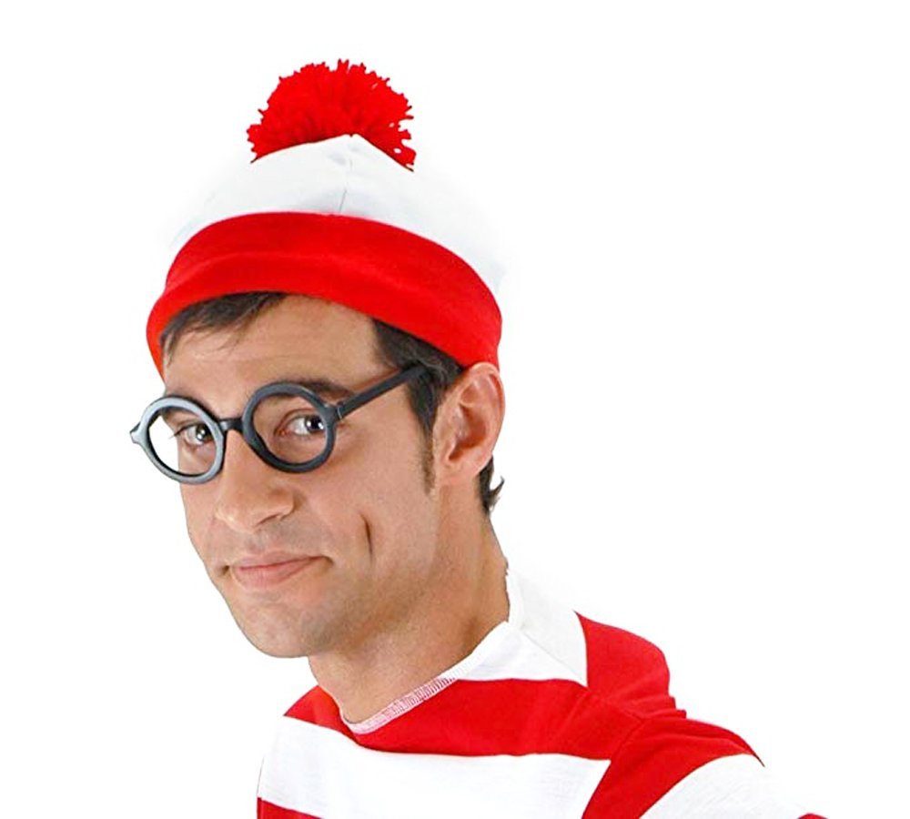 Mgdru Red&White Stripes Cosplay Costume,Halloween Costumes,Funny Sweatshirt Outfit Glasses Suits