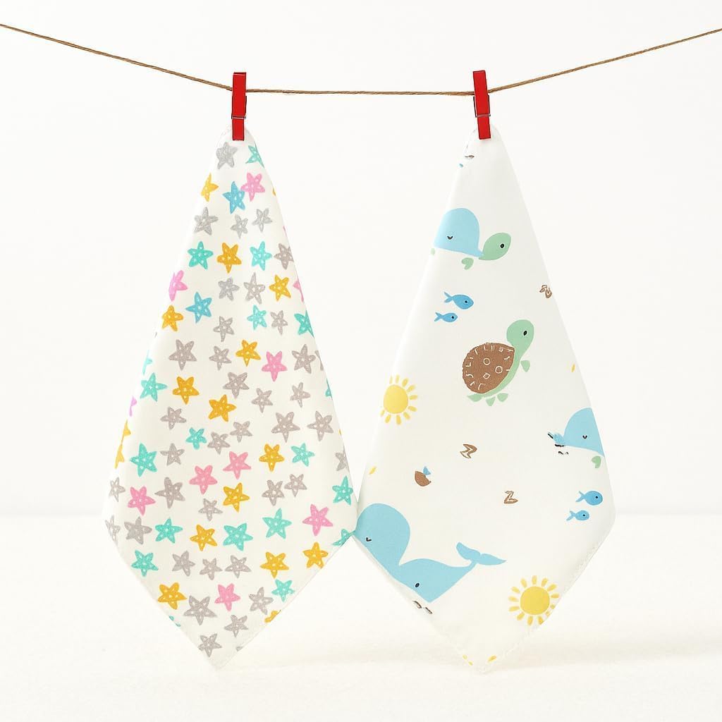 Staranddaisy Muslin Face Cloth/Hankies Pack Of 2 Extra Soft, For Newborn Baby, For Infants, Toddlers, Kids, Reusable, 100% Pure 