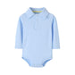 Teach Leanbh Infant Baby Polo Bodysuit Cotton Long Sleeve Pure Color Shirt 3-24 Months (24 Months, Baby Blue)