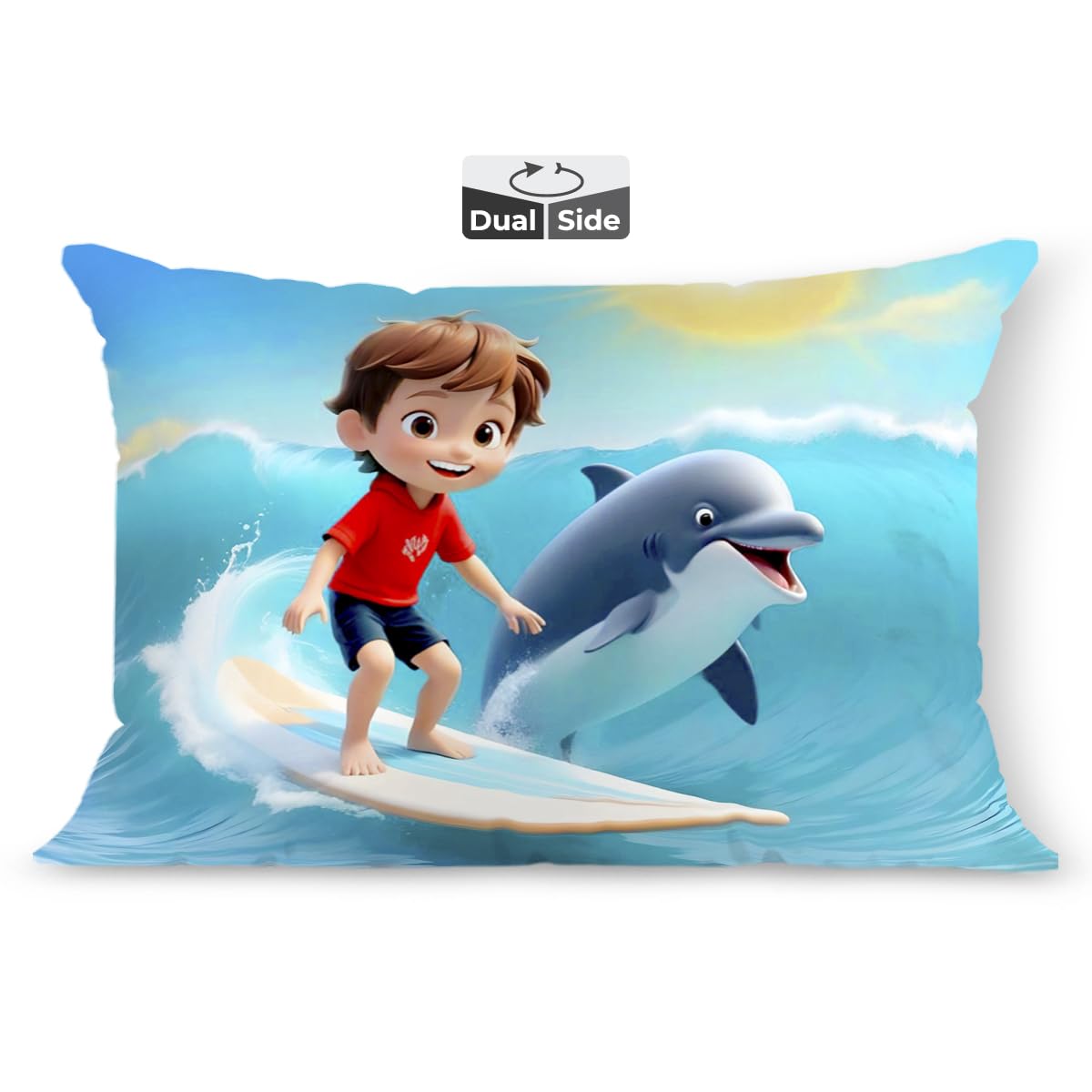 Brizberry Kids Pillow Cushion With Super Soft Fabric | Animal & Cartoon Prints | 12X18 Inches (Design 9)