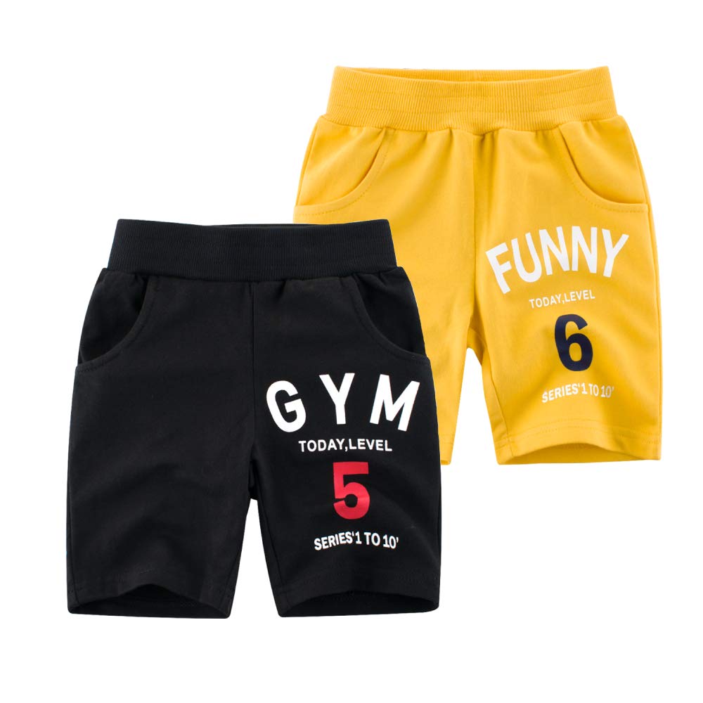Huaer& Baby Boy'S Summer Shorts 2 Pack (4T, Yellow & Black)