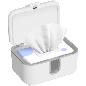 KOSTTE Baby Wipes Warmer, Larger Capacity Wipe Dispenser, Even Heating Diaper Wipe Warmer with Night Light, On/Off Switch, White