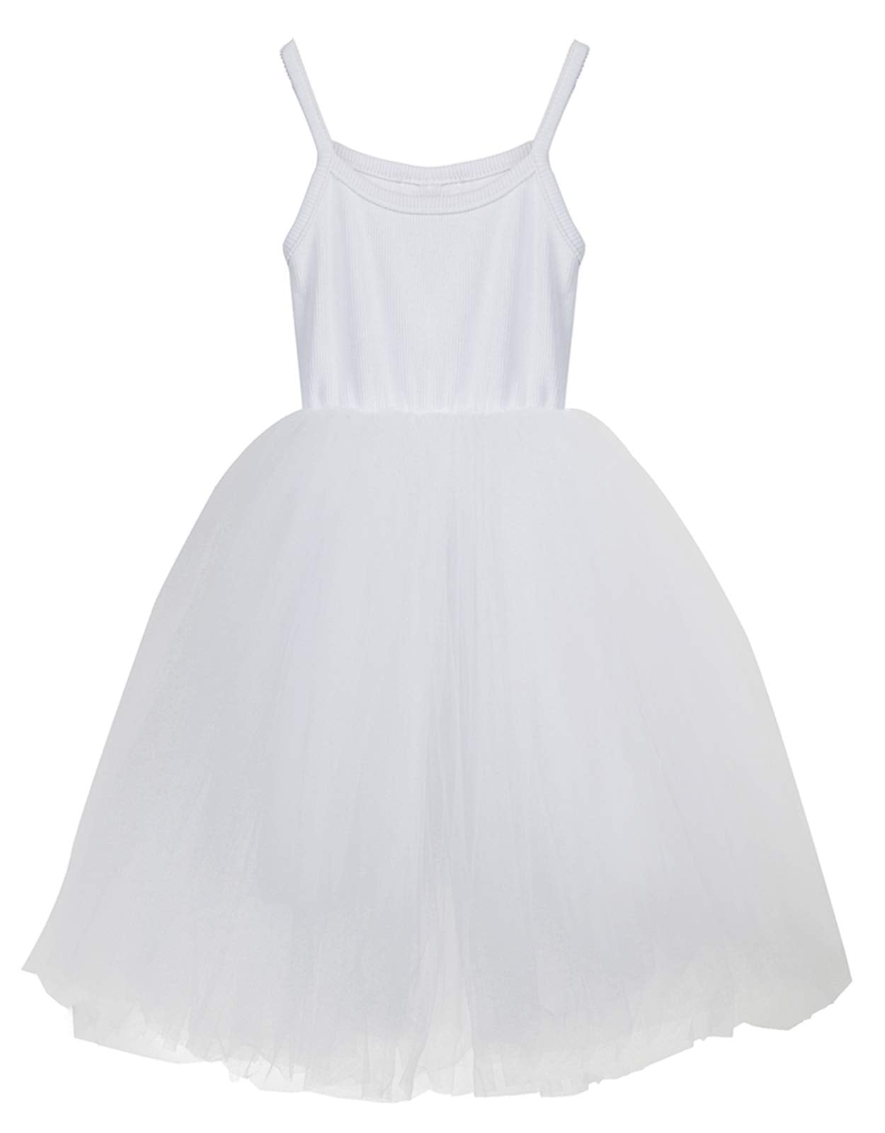 Lyxiof Toddler Tutu Dress Baby Girls Tulle Sleeveless Princess Party Sundress White 7 Years