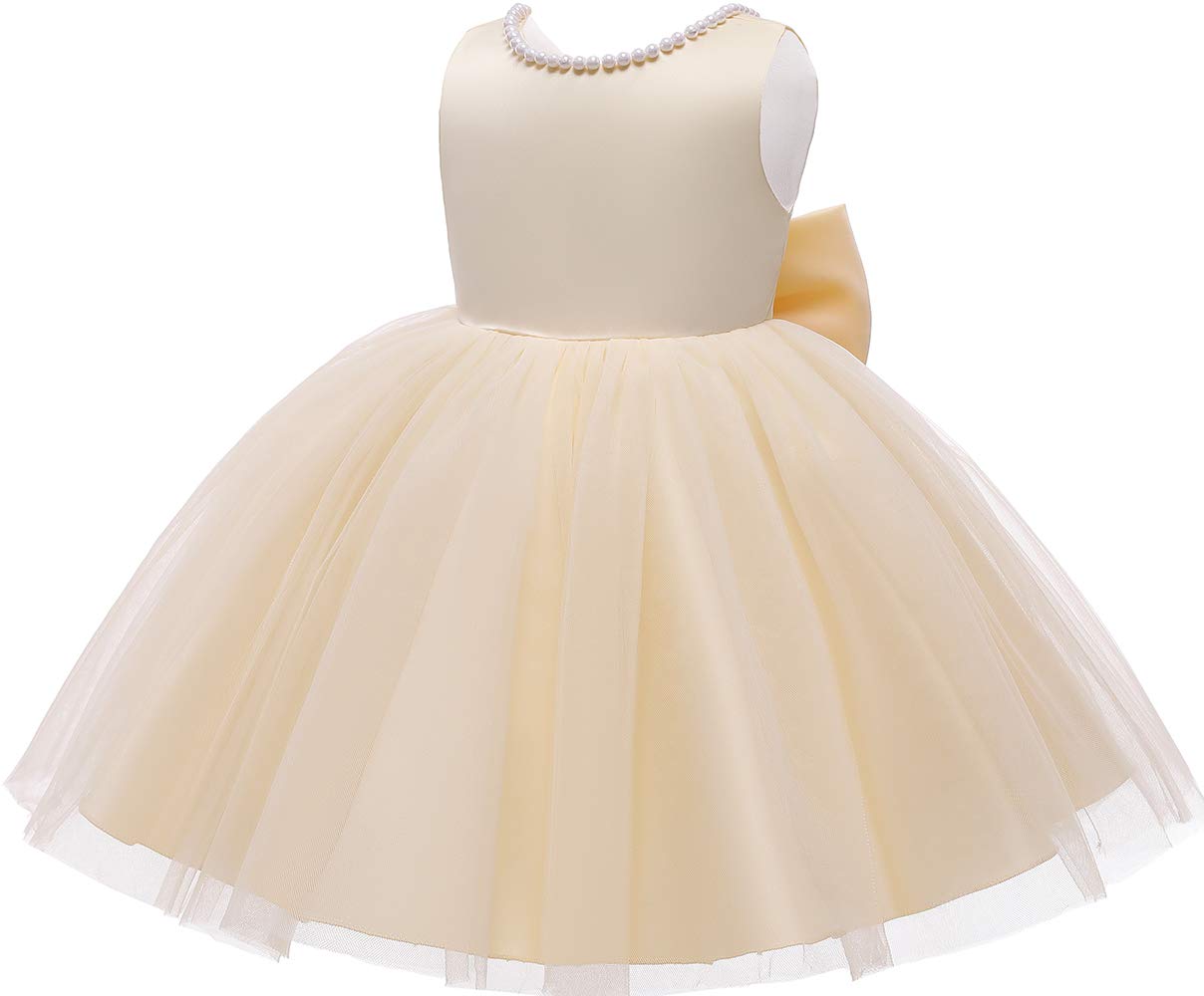 Baby Flower Girl Party Wedding Princess Dress,Sleeveless Floor Length Tutu Tulle Dance Gown 12 Months 1St Birthday