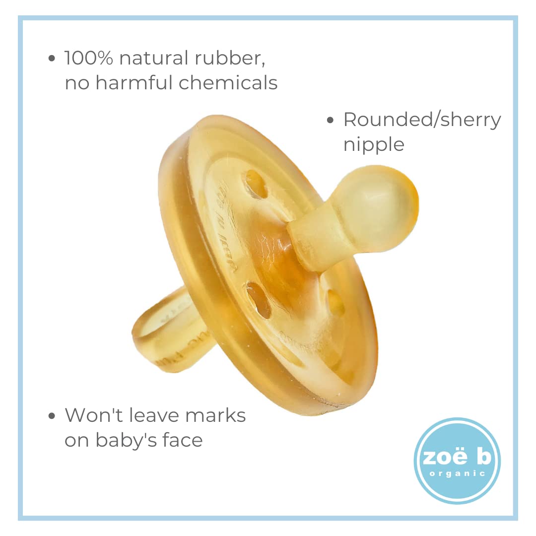 Newborn Pacifier- Shorter Nipple Less Gagging - Small Preemie (0-6 Mos) - Breastfed Babies - 100% Natural Rubber - Bpa-Free - Ha