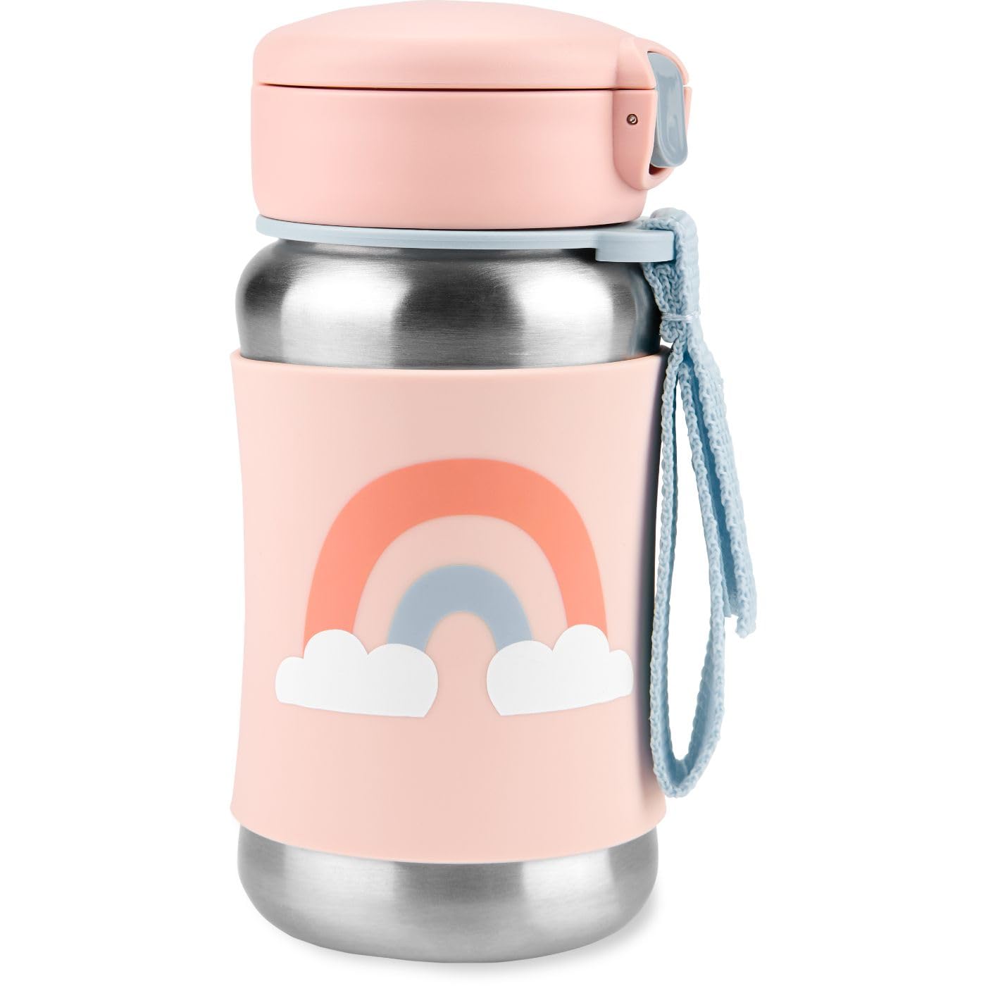 Skip Hop Toddler Sippy Cup with Straw, Sparks Stainless Steel Straw Bottle, Rainbow