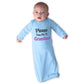 Cute Rascals Please Pass Me to Grandma Long Sleeve Envelope Neck Boys-Girls Cotton Newborn Sleeping Gown One Piece - Light Blue,