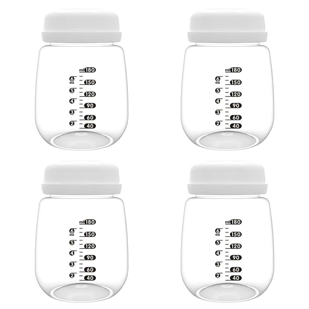 4Pcs Breast Pump Collection Bottles For Spectra S2 Spectra S1 Spectra 9 Plus Motif Luna Breast Pumps, 6.Oz 180Ml Reusable Wide N