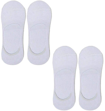 Queery Men Solid No Show Cotton Loafer Socks (White Pack Of 4 Pairs)