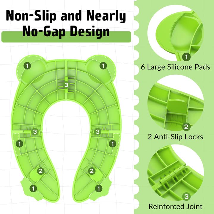Portable Potty Seat For Toddler Travel - Foldable Non-Slip Potty Training Toilet Seat Cover For Boys Girls, Baby Kids With Draws
