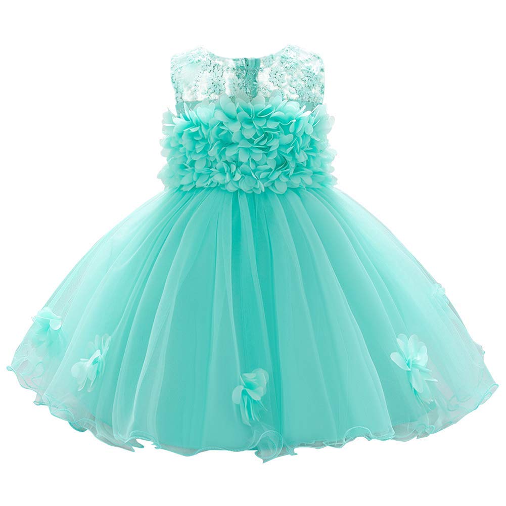 ODASDO Baby Flower Girl Dresses Infant Toddler Kid 1st 2nd Birthday Party Dress Lace Flower Embroidered Pageant Wedding Bridesma