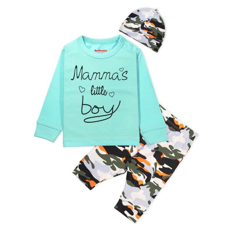 Real Basics Cotton Clothing Sets For Boys & Girls  Unisex Clothing Sets Full Sleeve TShirt & Pant Size(69 Months) Style(Blu