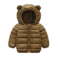Winter Down Coats For Kids Baby Boys Girls Light Puffer Padded Jacket Bear Hoods Infant Outerwear Brown