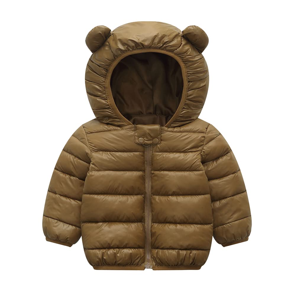 Winter Down Coats For Kids Baby Boys Girls Light Puffer Padded Jacket Bear Hoods Infant Outerwear Brown