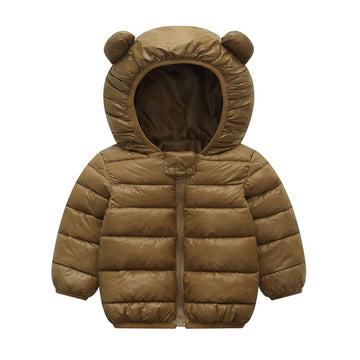 Winter Down Coats For Kids Baby Boys Girls Light Puffer Padded Jacket Bear Hoods Infant Outerwear Brown