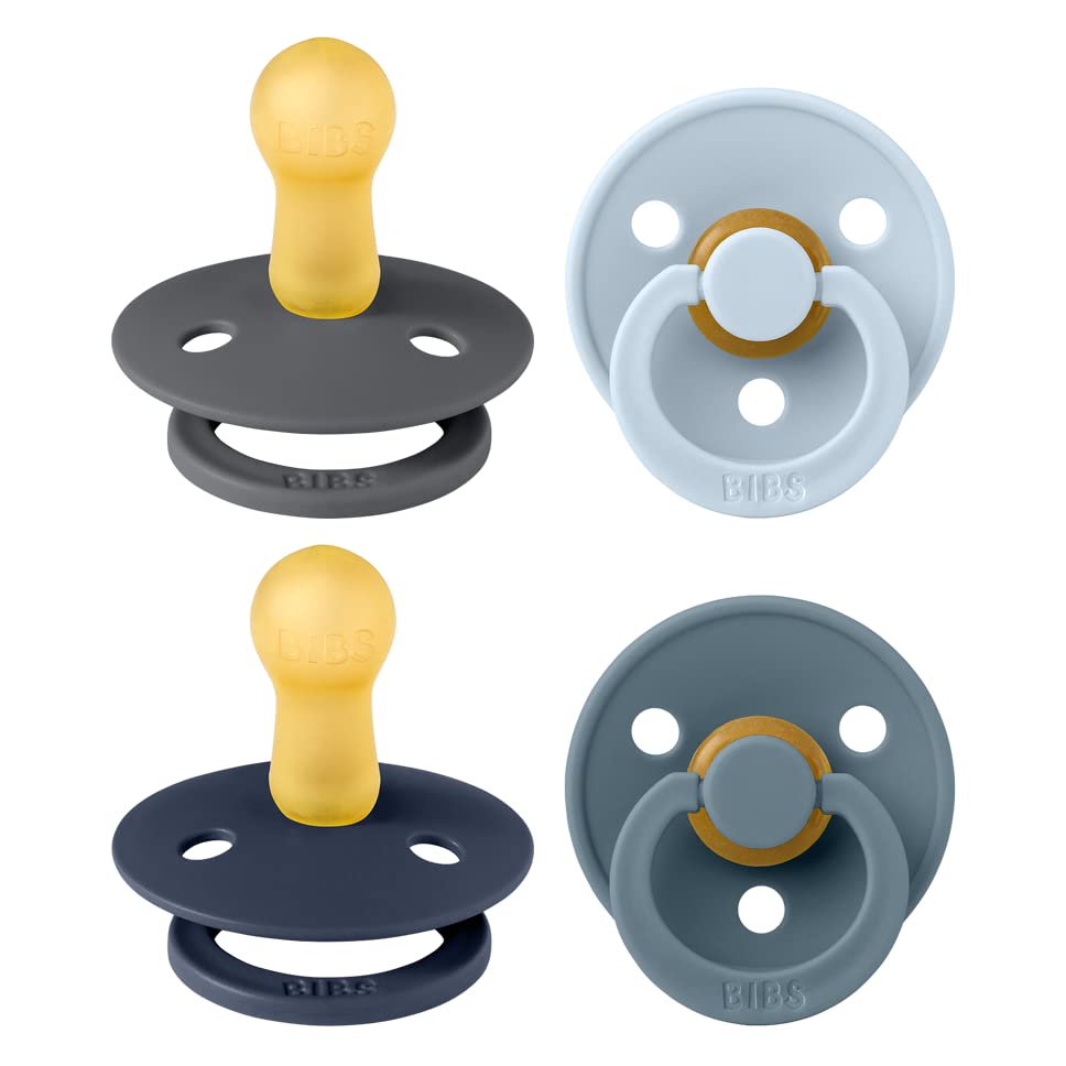 Bibs Colour Soother 4-Pack | Bpa Free Dummy Pacifier | Round Nipple | Natural Rubber Latex | Made In Denmark | Size 6-18 Months