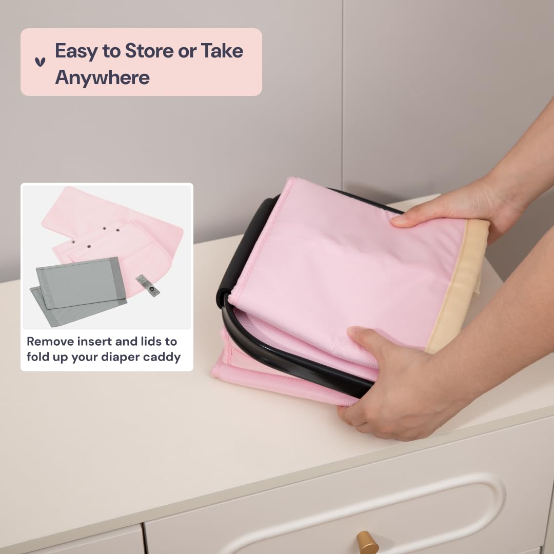 Babbleroo Diaper Caddy: Large Capacity Diaper Organizer Basket, Perfect For Storing Baby Wipes, Diapers & Baby Essentials. Spaci