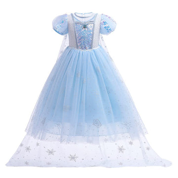 Rexreii Girls Frozen Elsa Princess Dress Halloween Costume Christmas Wedding Birthday Evening Party Gown W/Accessories Blue 5-6T