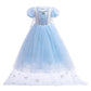 Rexreii Girls Frozen Elsa Princess Dress Halloween Costume Christmas Wedding Birthday Evening Party Gown W/Accessories Blue 8-9T