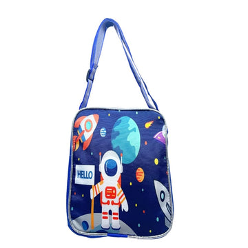 FashNVibe Kids Multipurpose Bag for School, Tuition, Swimming, Diaper, Lunch | Cartoon Astronaut Space Design | Lightweight Wa