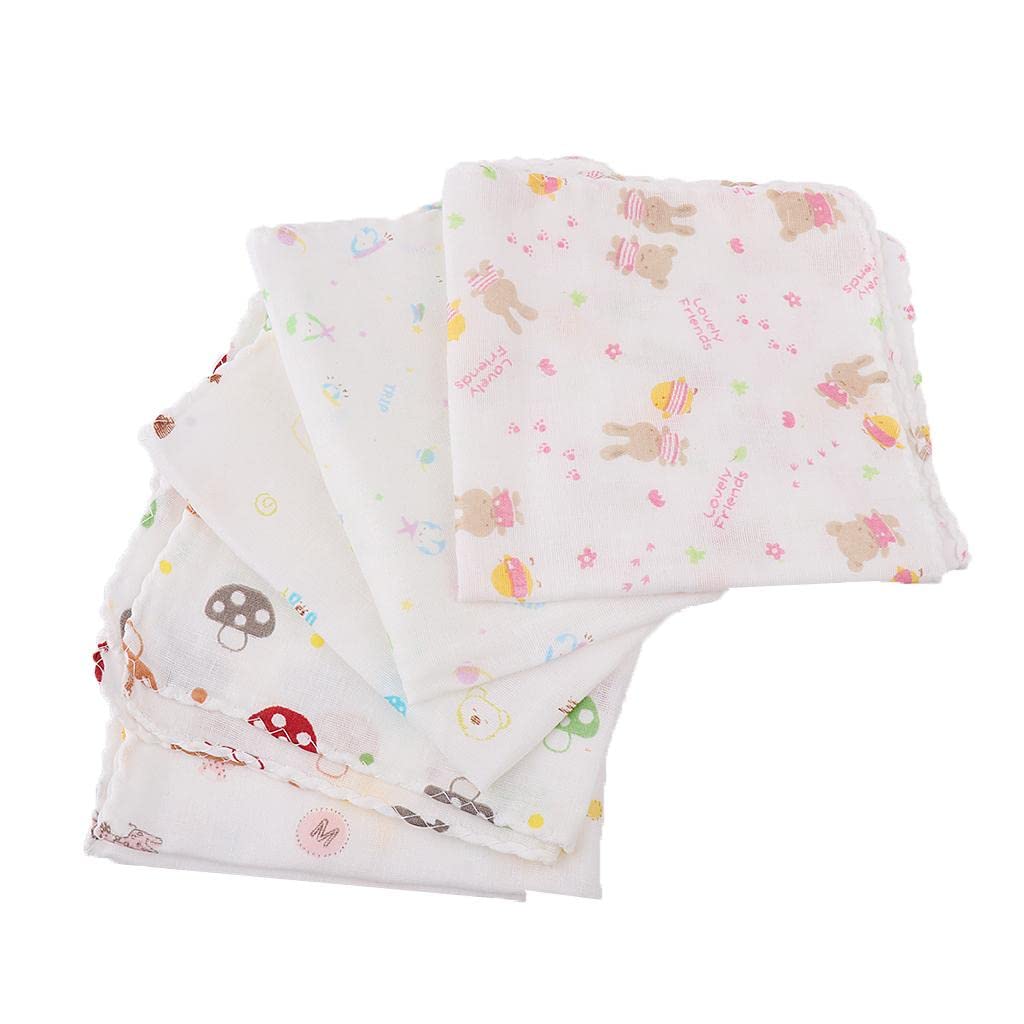 MYADDICTION 5 Pieces Baby Handkerchief Gauze Nursing Towel Clean Infants Feeding Towel Baby | Bathing & Grooming | Towels & Wash