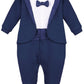 Lilax Baby Boy Gentleman Tuxedo Footie Christmas Holiday Outfit With Bow Tie 6M Navy