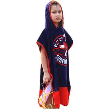 Bangsaur Kids Beach Pool Bath Hooded Poncho Towel, 100% Cotton Surf Changing Towels Wrap, Baby Toddler Girl Boys 3-12 Years (Blu