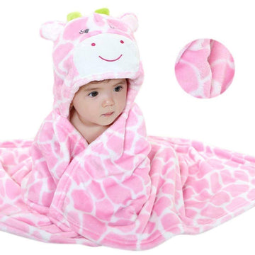Vauwmsr Baby Hooded Blanket Ultra Soft Warm Newborn Infant Swaddle Wrap Bath Shower Towel, 25.6' X 39.4', Pink