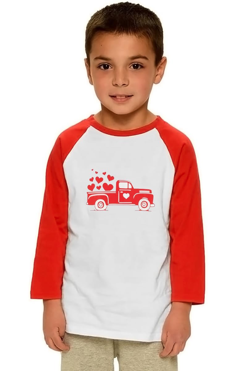 Toddler Boys Valentine'S Day Shirt Mr Valentines Sunglasses Graphic Cotton Outfit Casual 3/4 Raglan Sleeve Tee Tops (5-6T, Red4)