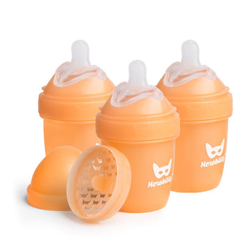 Herobility Double Anti-Colic Baby Bottles - 5 Fl Oz/140Ml - 3-Pack - Peach