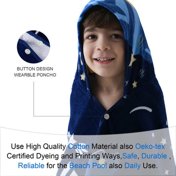 Voova & Movas Dinosaur Beach Towel With Hood For Kids Age 3-10 | Soft Thick Absorbent Cotton Wrap Blanket | Beach, Pool, Swim Us