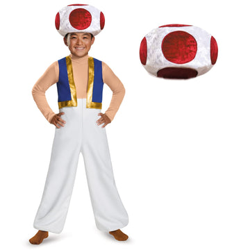 Disguise Toad Deluxe Costume For Kids, Official Nintendo Super Mario Halloween Costume, Medium (7-8)