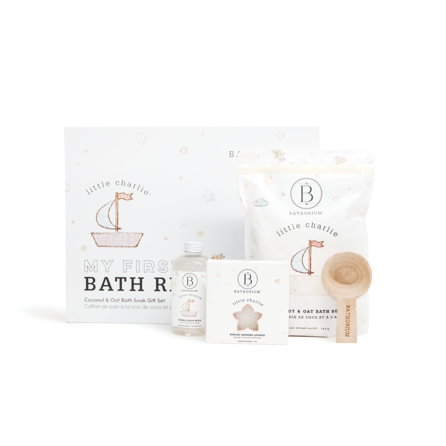 Bathorium Little Charlie My First Bath Ritual Gift Set, Bath Kit with Oat, Coconut & Organic Oils, Soothing Soak, Bubble Bath, K