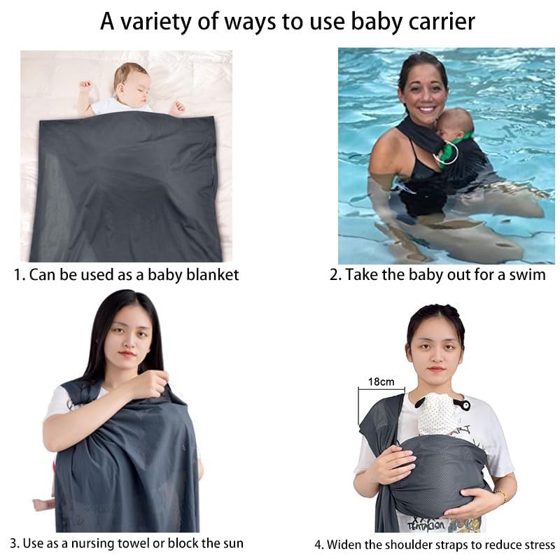 CUBY Water Baby Sling Carrier Breathable Mesh Baby Wraps Carrier Adjustable Ring Sling Baby Carrier Infant Carrier for Summer Sw