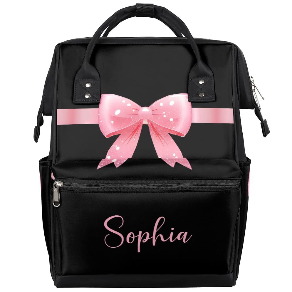Pink Diaper-Backpack for Baby-Girls Newborn-Essentials Personalized Nappy-Backpack as Gift for New Mom Dad Baby Stroller Bag 11x