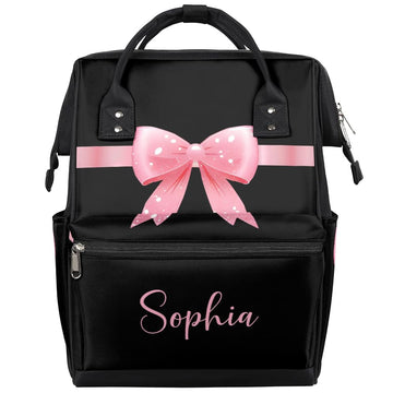 Pink Diaper-Backpack for Baby-Girls Newborn-Essentials Personalized Nappy-Backpack as Gift for New Mom Dad Baby Stroller Bag 11x