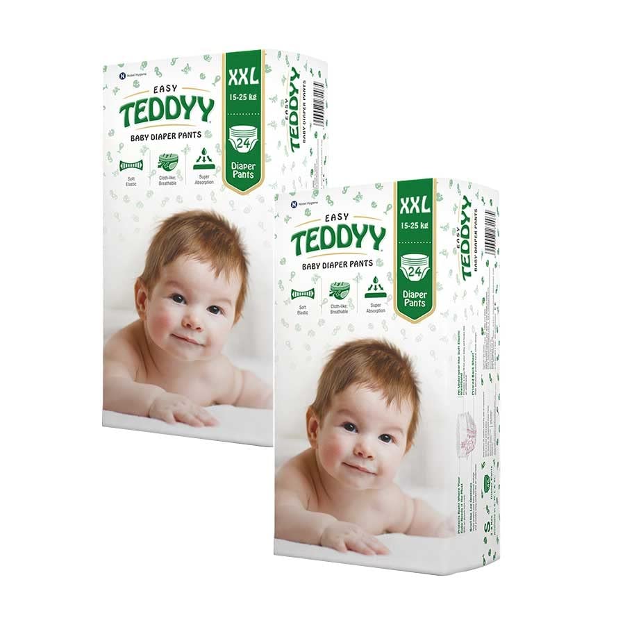 Teddyy Easy Baby Xxl Size Diaper Pant Style | 48 Count (Double Extra Large) |1525 Kgs (Pack Of 2) | Long Protection Hours | Ant