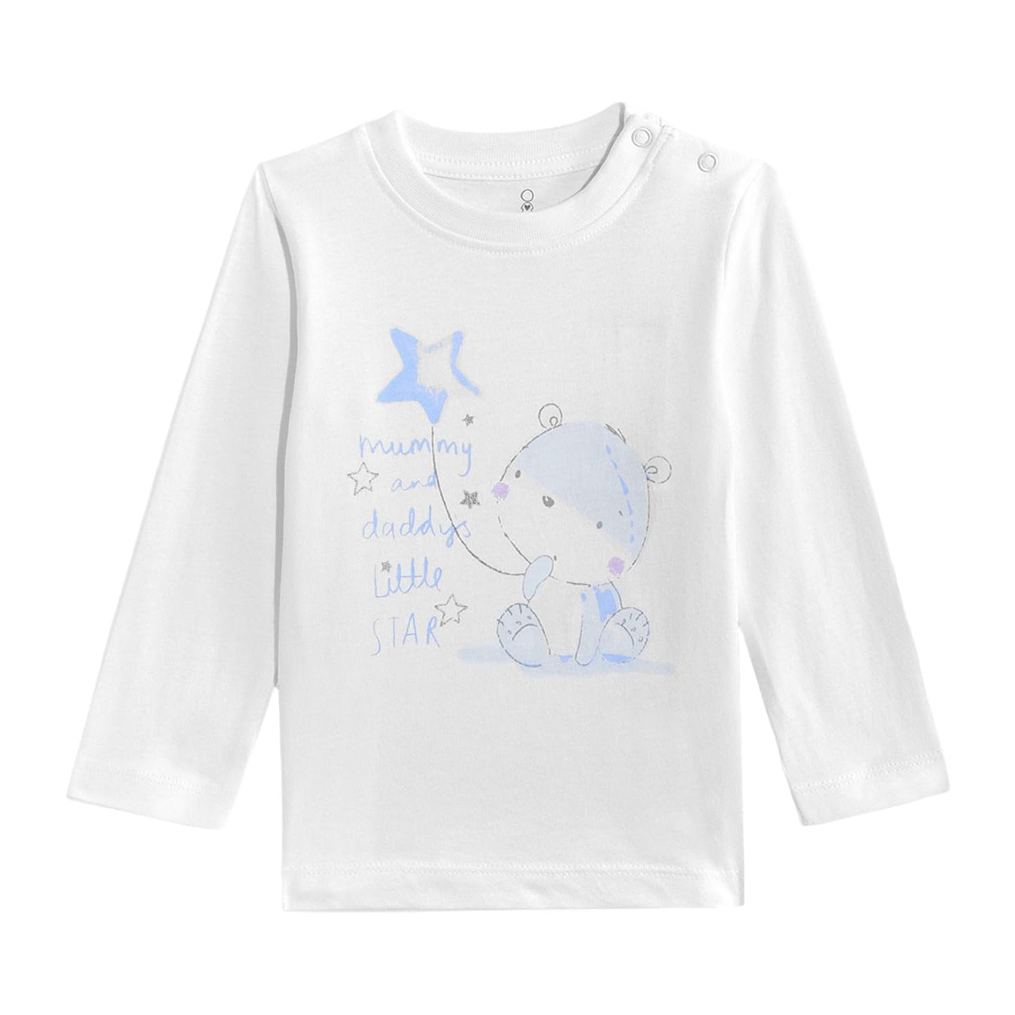 Mothercare Boys Cuddle Me Printed Full Sleeve TShirt  Soft Cotton Baby Infant Tee Top, White