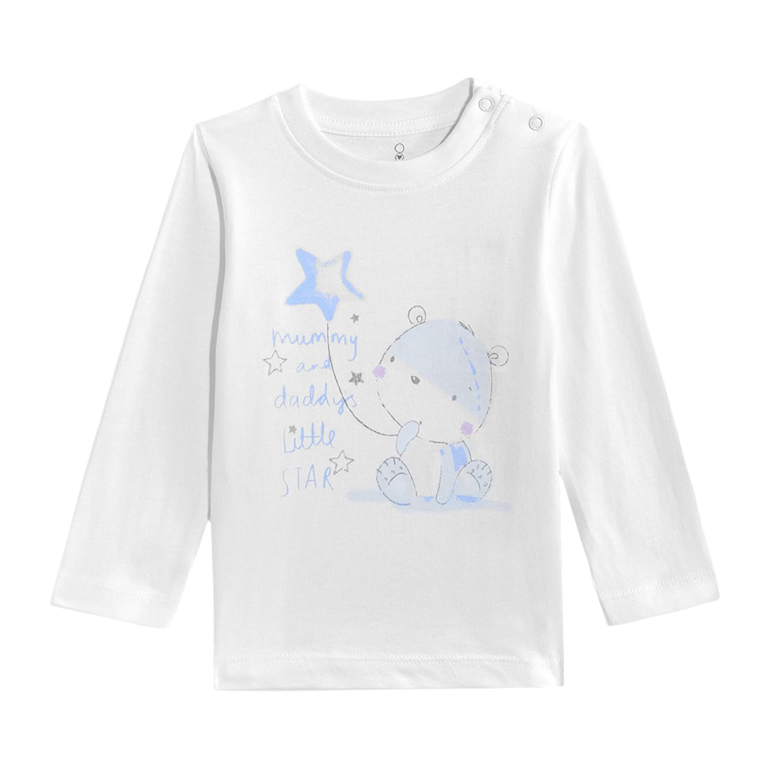 Mothercare Boys Cuddle Me Printed Full Sleeve TShirt  Soft Cotton Baby Infant Tee Top, White